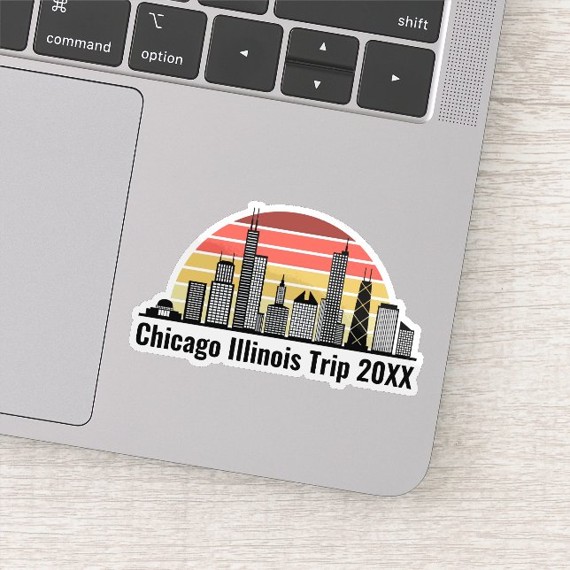 Adesivo Chicago Sunset Customized Trip Souvenir Laptop (Detalhe)