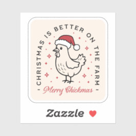 Adesivo Chicken Merry Christmas funny farm red aesthetic