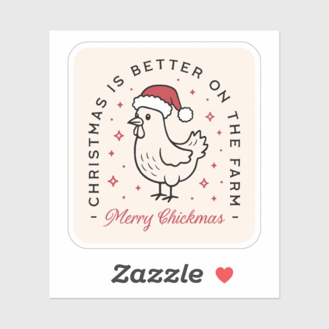 Adesivo Chicken Merry Christmas funny farm red aesthetic (Folha)