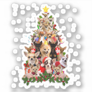 Adesivo Chihuahua Árvore De Natal Xmas Para Chihuahua Dogs