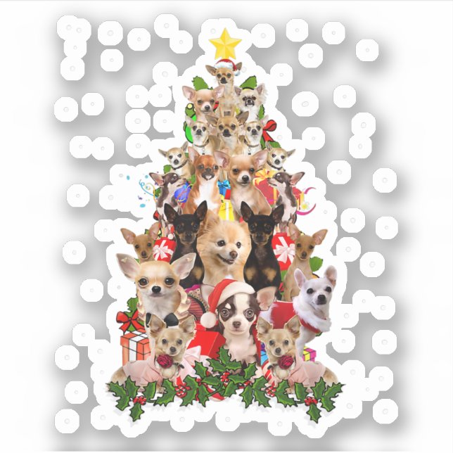 Adesivo Chihuahua Árvore De Natal Xmas Para Chihuahua Dogs (Frente)