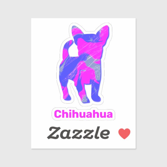Adesivo Chihuahua Cachorro Louco Rosa Quente e Blue Cut St (Folha)