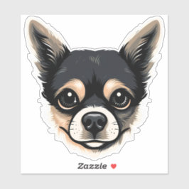 Adesivo Chihuahua Cute Dog Face Puppy Cartoon