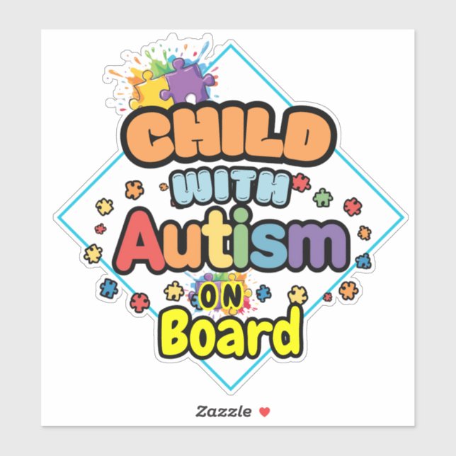 Adesivo Child with Autism on Board Car Decal Sticker sign (Folha)