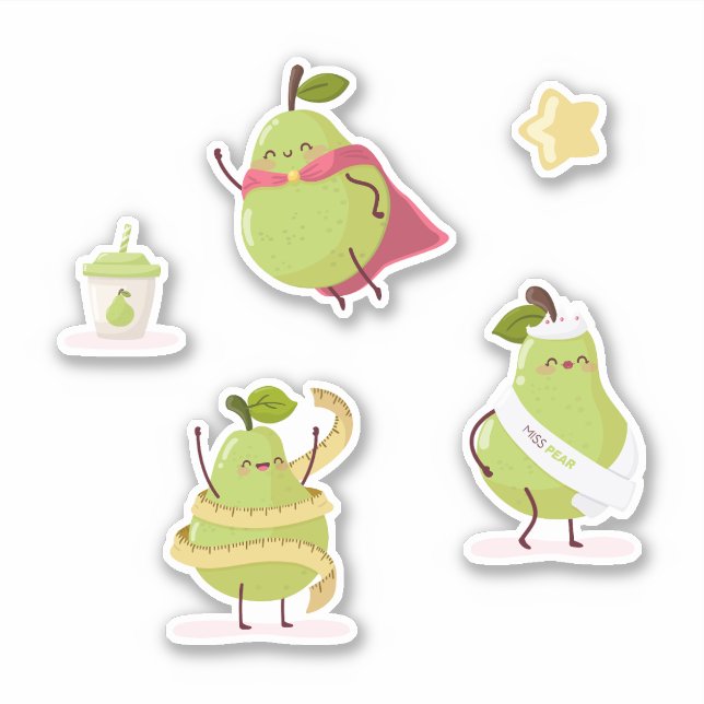 Adesivo Children's group of special and fun pears (Frente)