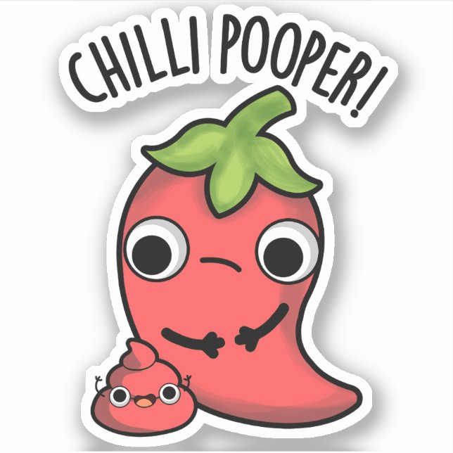 Adesivo Chili Poooper Engraçado Pepper Pun (Frente)