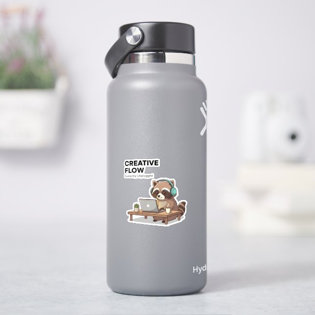 Adesivo Chill Raccoon Coding Sticker Creative Flow Laptop (HidroFlask)