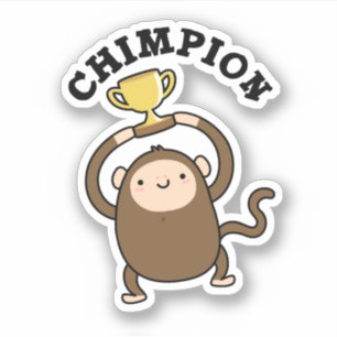 Adesivo Chimpion Funny Champion Chimpanzee Pun