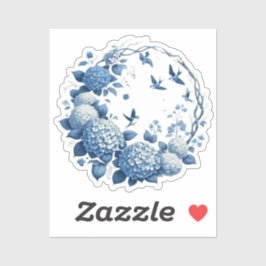 Adesivo Chinoiserie Chic, Hydrangeas e Bluebird Wreath