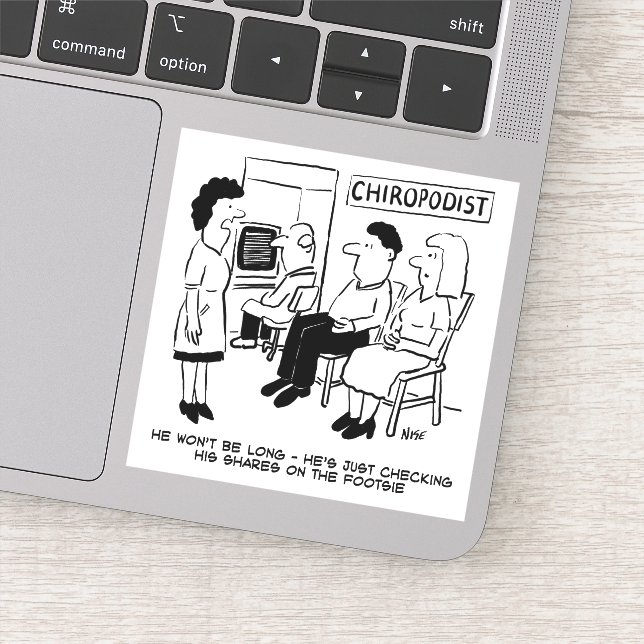Adesivo Chiropodista verificando suas ações online (Detalhe)