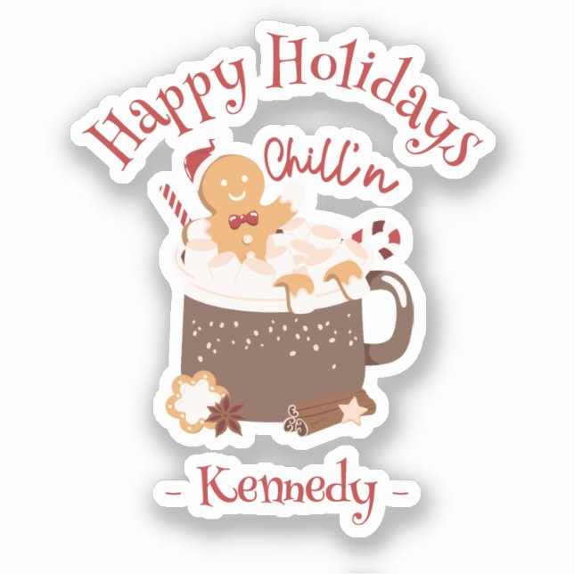 Adesivo Chocolate Quente e Pão Gingerido de Natal (Frente)