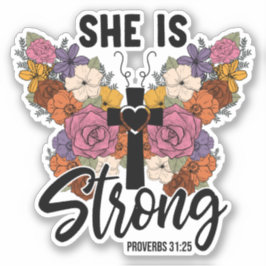 Adesivo Christian Proverbs 31 Woman Butterfly Flowers 