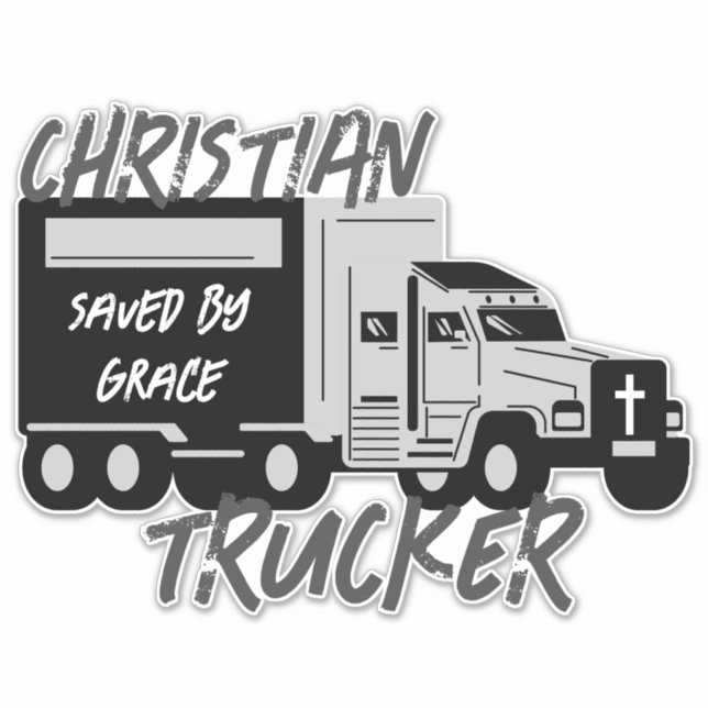 Adesivo Christian Trucker Salvo Por Grace Grunge Cross (Frente)