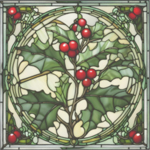 Adesivo Christimas Stainha Glass: Yule Holly Vinyl Sticker