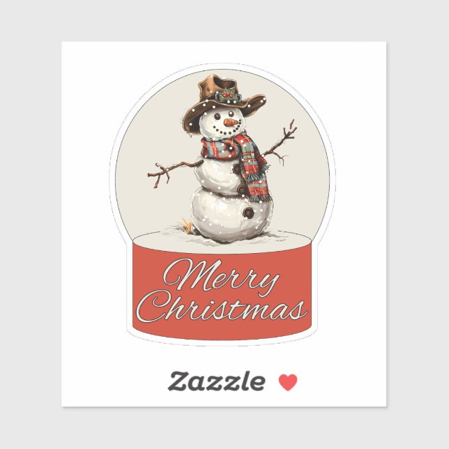 Adesivo Christmas Glass Ball Snowman Merry Christmas (Folha)