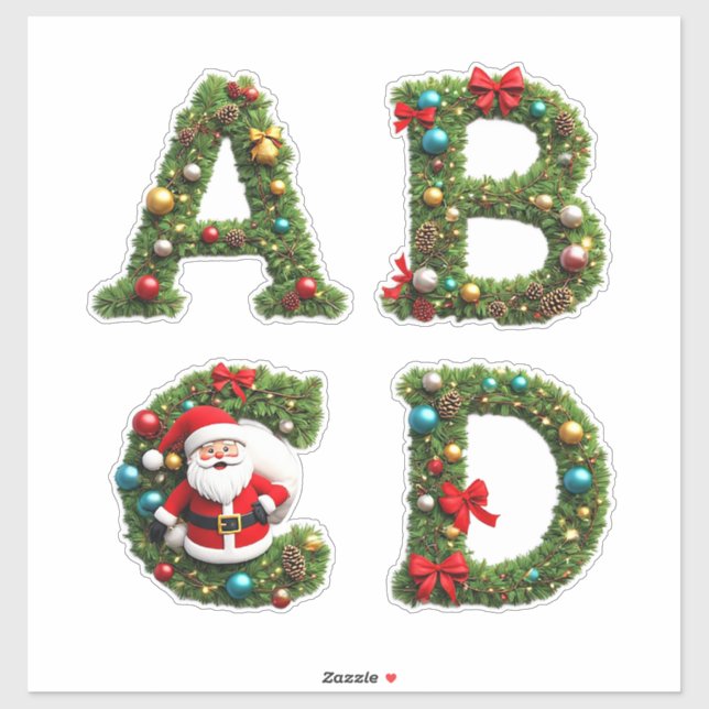 Adesivo Christmas Letter Wreaths (Folha)