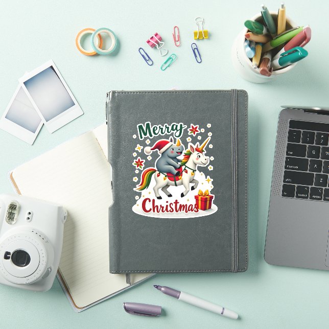 Adesivo Christmas Rhino Merry Christmas Unicorn Rhino T-Sh (Capa para iPad)