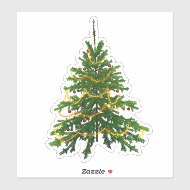 Adesivo Christmas tree sticker cute green classic holiday (Folha)