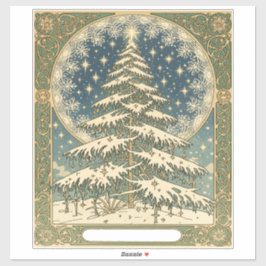 Adesivo Christmas Yule Tree Snowflakes and Stars Art Nouve
