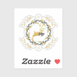 Adesivo Christmastime Deer with Wreath Yellow Cream Vinyl