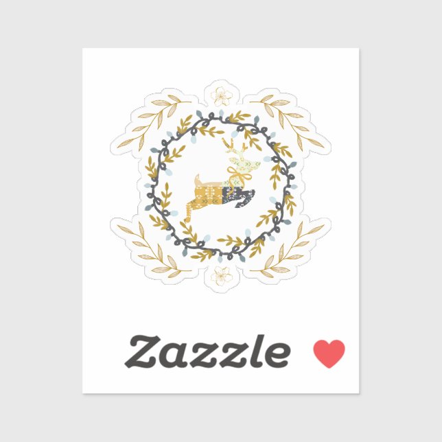 Adesivo Christmastime Deer with Wreath Yellow Cream Vinyl (Folha)