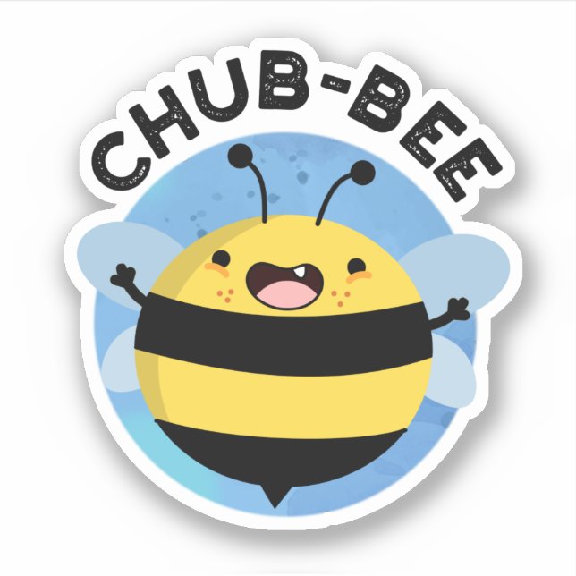 Adesivo Chub-Bee Engraçado Chubby Bee Pun (Frente)