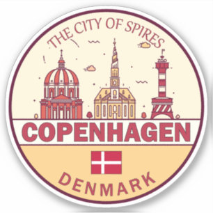 Adesivo Cidade de Copenhagen Dinamarca - Skyline Emblem