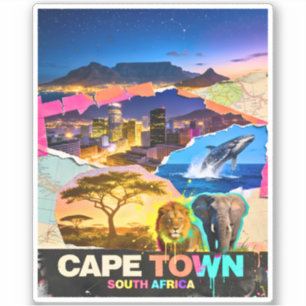 Adesivo Cidade do Cabo África do Sul Colagem de Montanha e