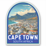 Adesivo Cidade do Cabo, África do Sul, Viagem Art Vintage<br><div class="desc">Viagem de vetor retrovetor da Cidade do Cabo. A Cidade do Cabo é uma cidade portuária na costa sudoeste da África do Sul,  numa península sob a imponente montanha Mesa.</div>