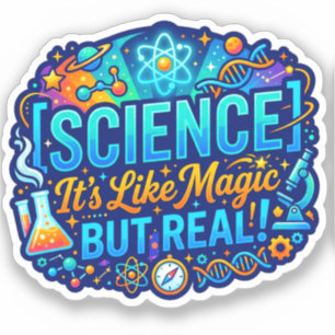 Adesivo Ciência É Como Magia Mas Real Professor Engraçad