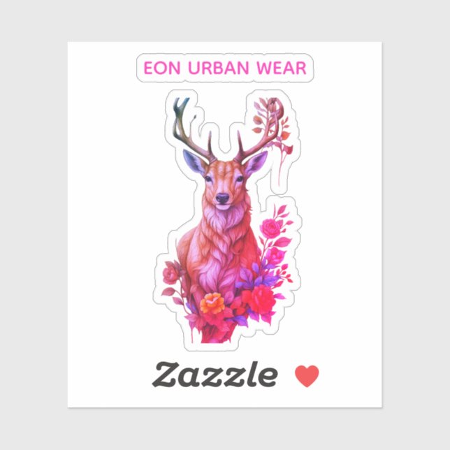 ADESIVO CIERVO ENTRE FLORES (Folha)