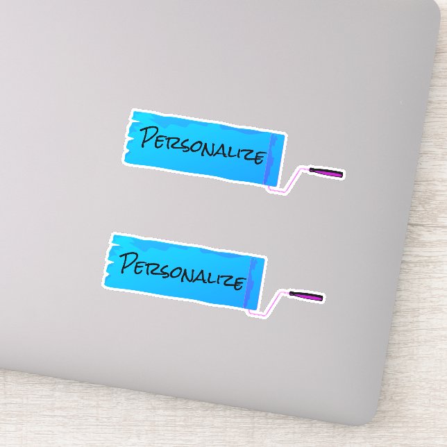 Adesivo Cilindro de pintura molhada azul (Detalhe)