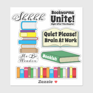 Adesivo Cinco Cotações de Livro para Coleção de Bookworms