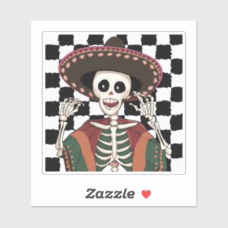 Adesivo Cinco de Mayo Skull Poncho Sombrero Idea verificad