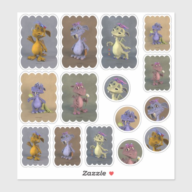 Adesivo Cinco dragões pequenos (Folha)