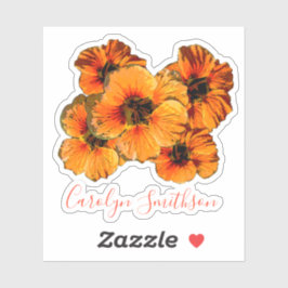 Adesivo Cinco flores de nasturtium laranja personalizadas