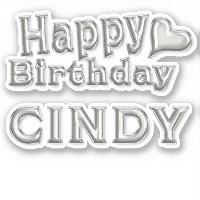 Adesivo Cindy Happy Birthday silver Aufkleber Sticker (Frente)