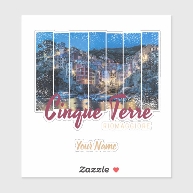 Adesivo Cinque Terre Riomaggiore italiano Vintage Souvenir (Folha)
