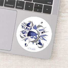 Adesivo cinza azul esferas estrelas moças número de jersey