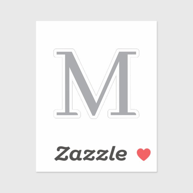 Adesivo Cinza Chic Letra Inicial Monograma Moderno (Folha)