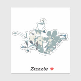 Adesivo Cinza Flor Creme Azul Clematis Vines Padrão