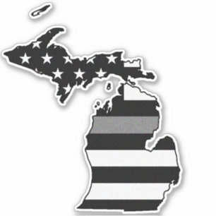Adesivo Cinza Line Flag Michigan