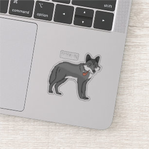 Adesivo Cinza lobo com ilustração de desenho animado