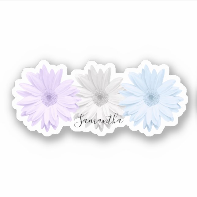 Adesivo Cinza Roxa Blue Daisy Flowy Name (Frente)