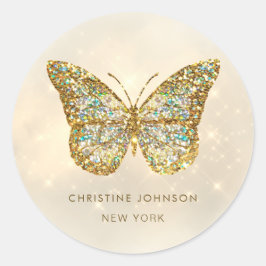 adesivo circular clássico de borboleta brilhante s