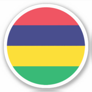 Adesivo Circular da Bandeira de Maurícias