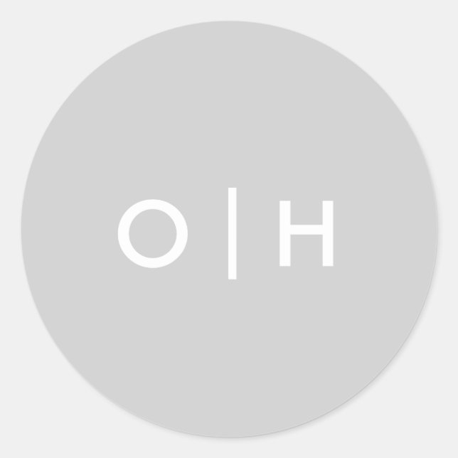 Adesivo circular de cinza simples | iniciais/monog (Frente)