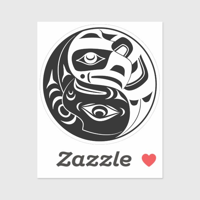 Adesivo Círculo De Águia Branca E Negra De Haida Thunderbi (Folha)