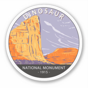 Adesivo Círculo de Vintagem do Monumento Nacional do Dinos