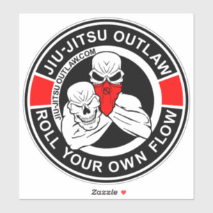 Adesivo Círculo Jiu-Jitsu - Vermelho Negro-2D